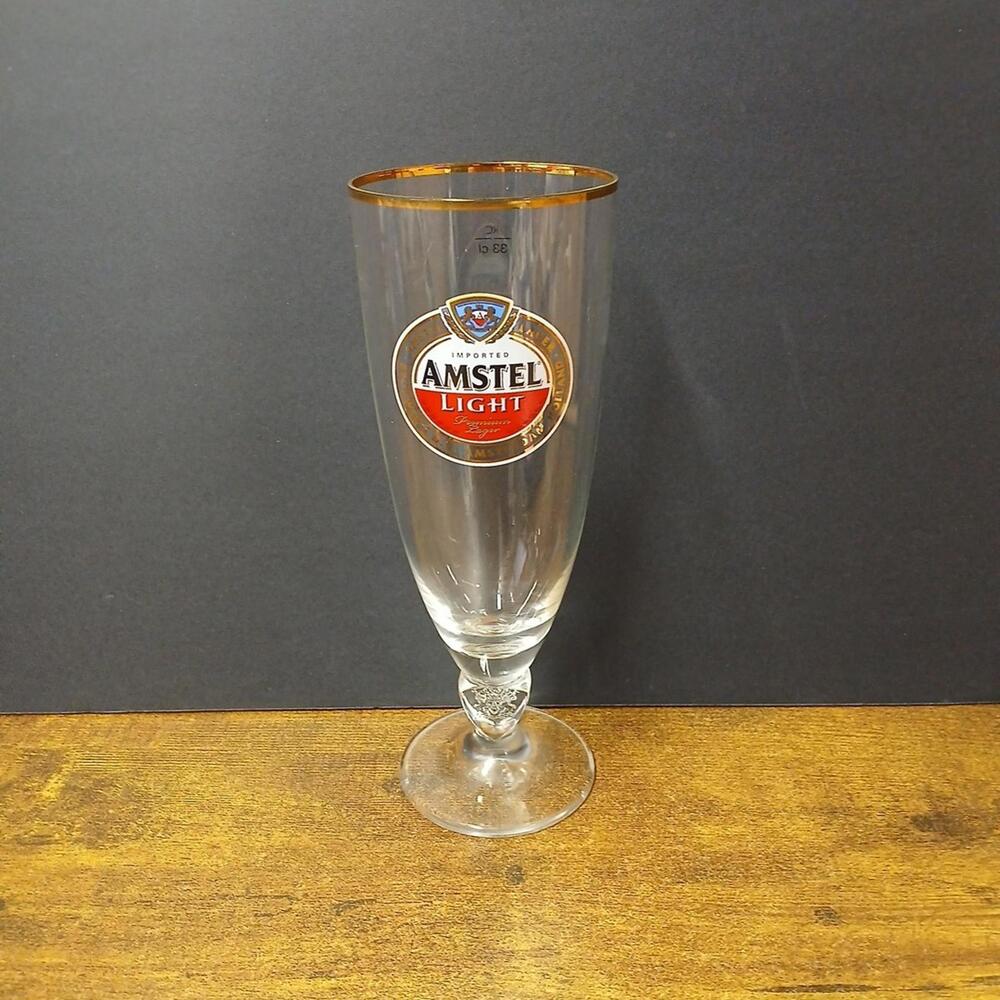 Amstel Light Official PGA Gold Rimmed Stemmed Beer Glass 8"
